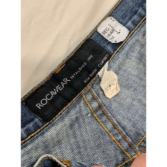 Vintage Rocawear Y2K Blue Jeans 40x28 Embroidered Streetwear Skate Baggy 90s - Picture 3 of 10